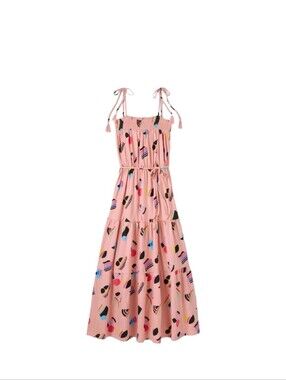 PRIDE *Pink Printed Tie-Strap Maxi Dress